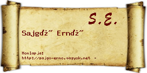 Sajgó Ernő névjegykártya